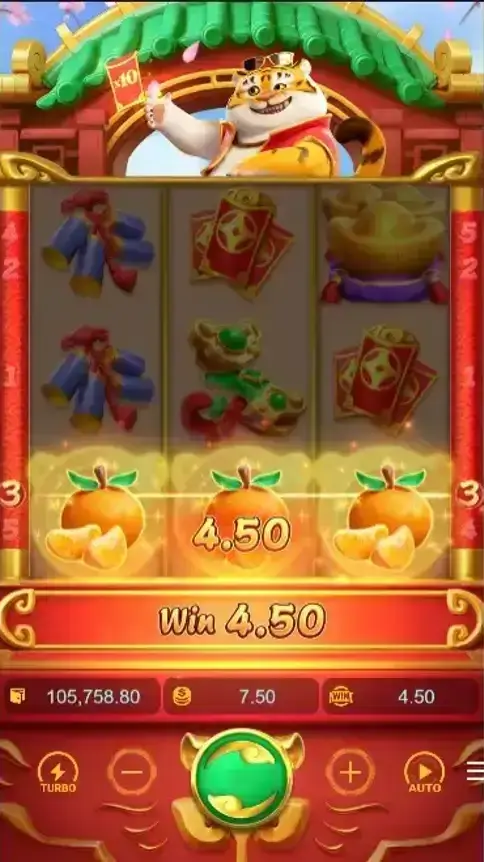 Fortune Tiger slot with golden tiger and red oriental ornaments