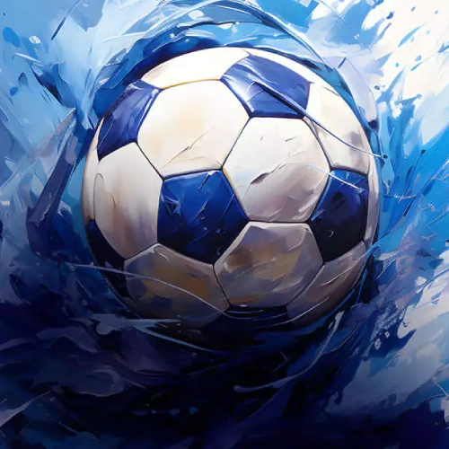 Football on a painted blue brushstroke background — Germany. Bundesliga 2026