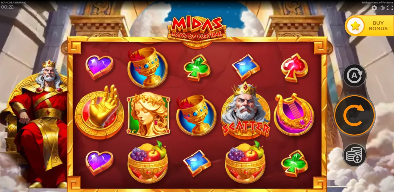 Midas: Hand of Fortune - شاشة اللعب