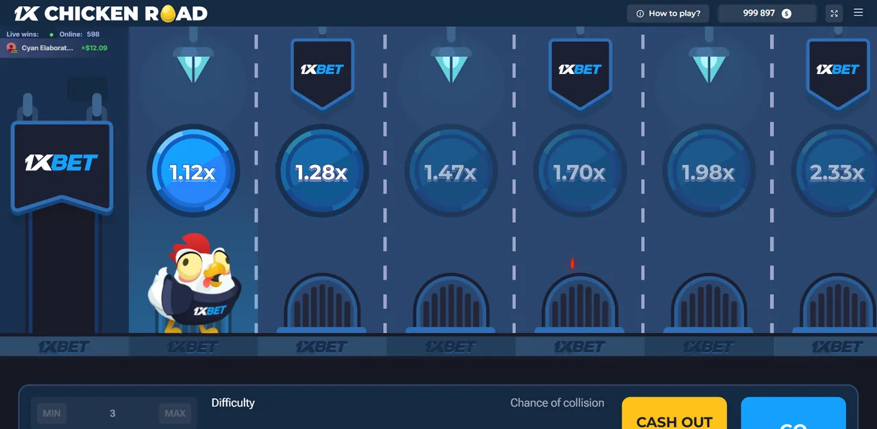1x Chicken Road - game screen