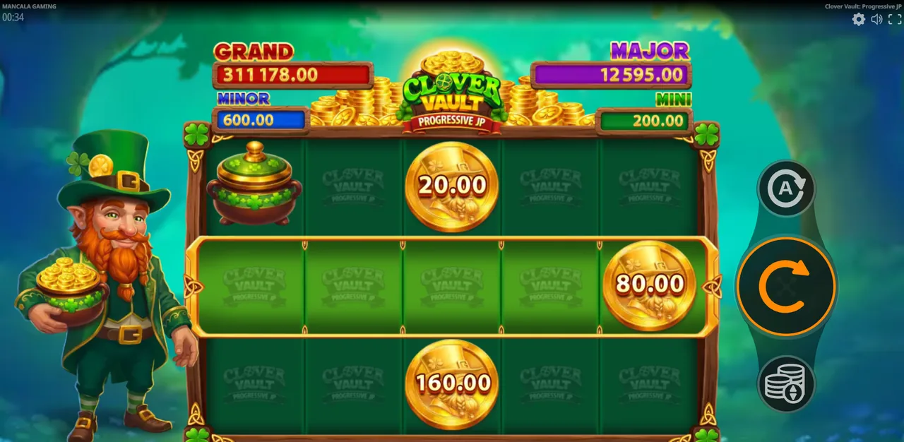 Clover Vault: Progressive JP - rouleaux après un tour