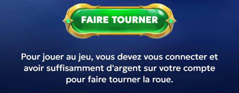 Fortuna Bonus : le bouton FAIRE TOURNER sous la roue