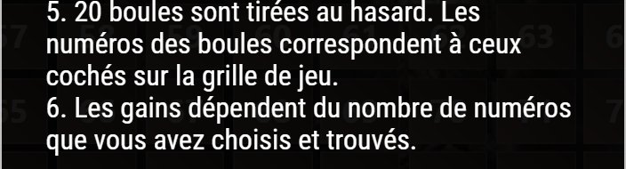 X-Keno : vingt boules tirées et gains selon les numéros trouvés