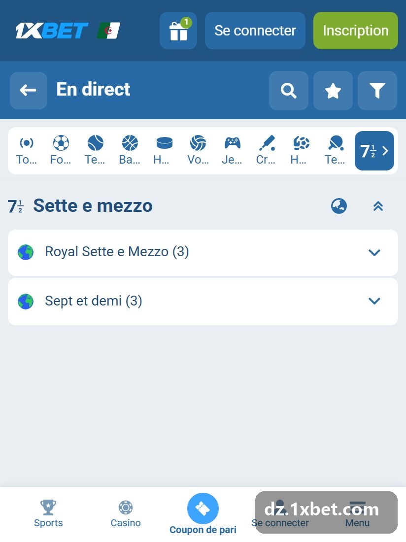 Sette e mezzo 2026 - groupes Sept et demi et Royal Sette e Mezzo en direct