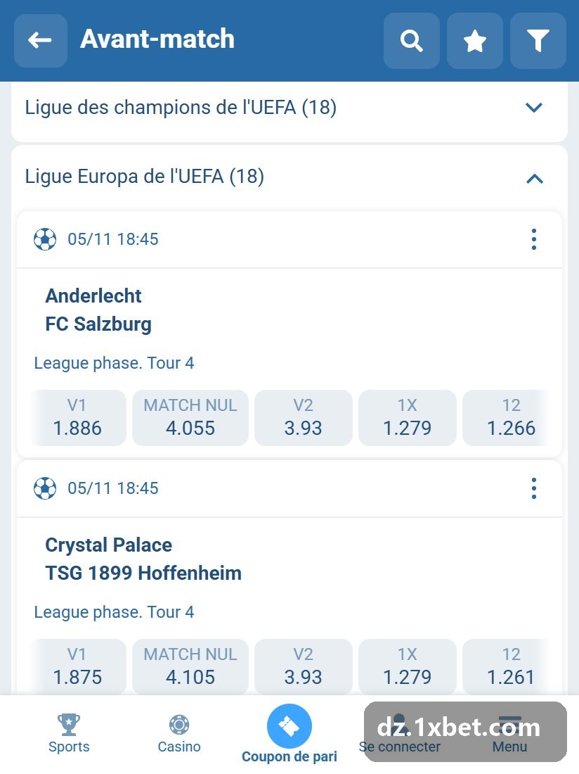 Ligue Europa de l'UEFA : rencontres de la Ligue Europa dans l'avant-match