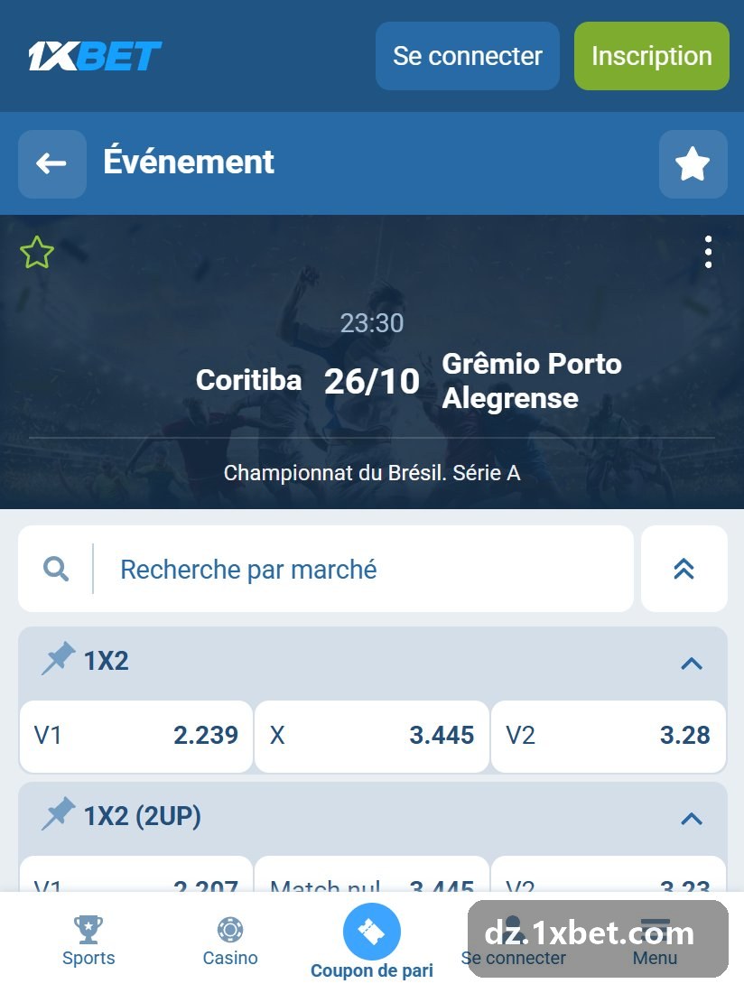 Championnat du Brésil. Série A : fiche d'un match et ses marchés