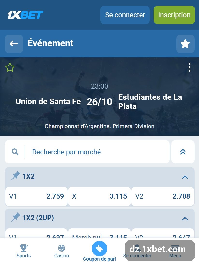 Championnat d'Argentine. Primera Division : fiche d'un match avec ses cotes