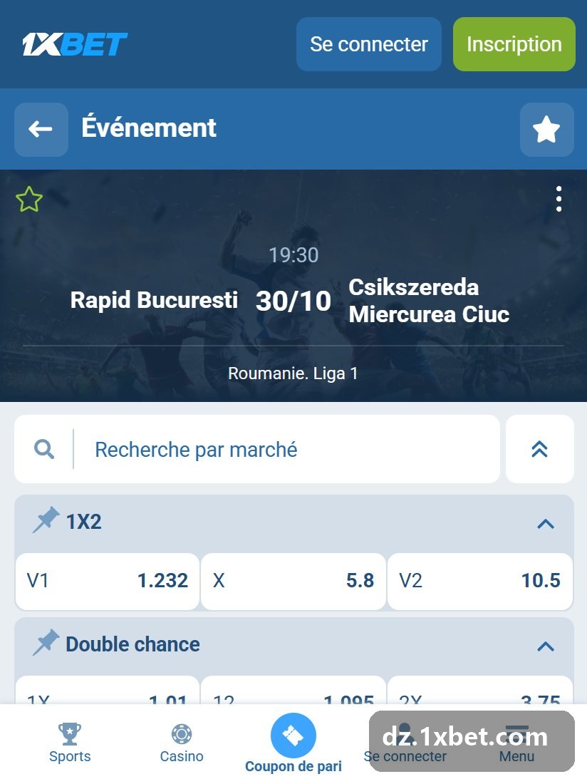 Romania. Liga 1: a match page with W1, X and W2
