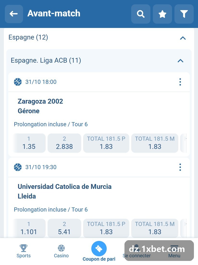 Spain. Liga ACB: a Liga ACB round in the pre-match line