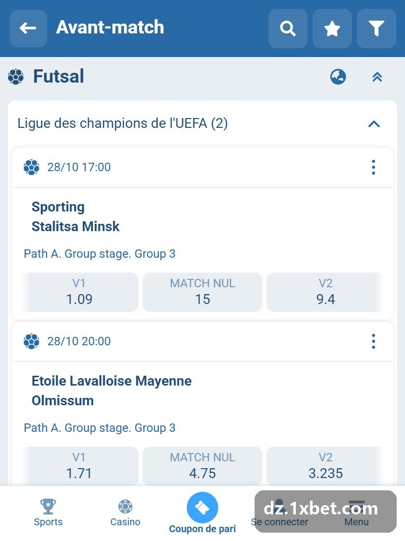 Ligue des champions de l'UEFA de futsal : matchs du tour principal dans l'avant-match